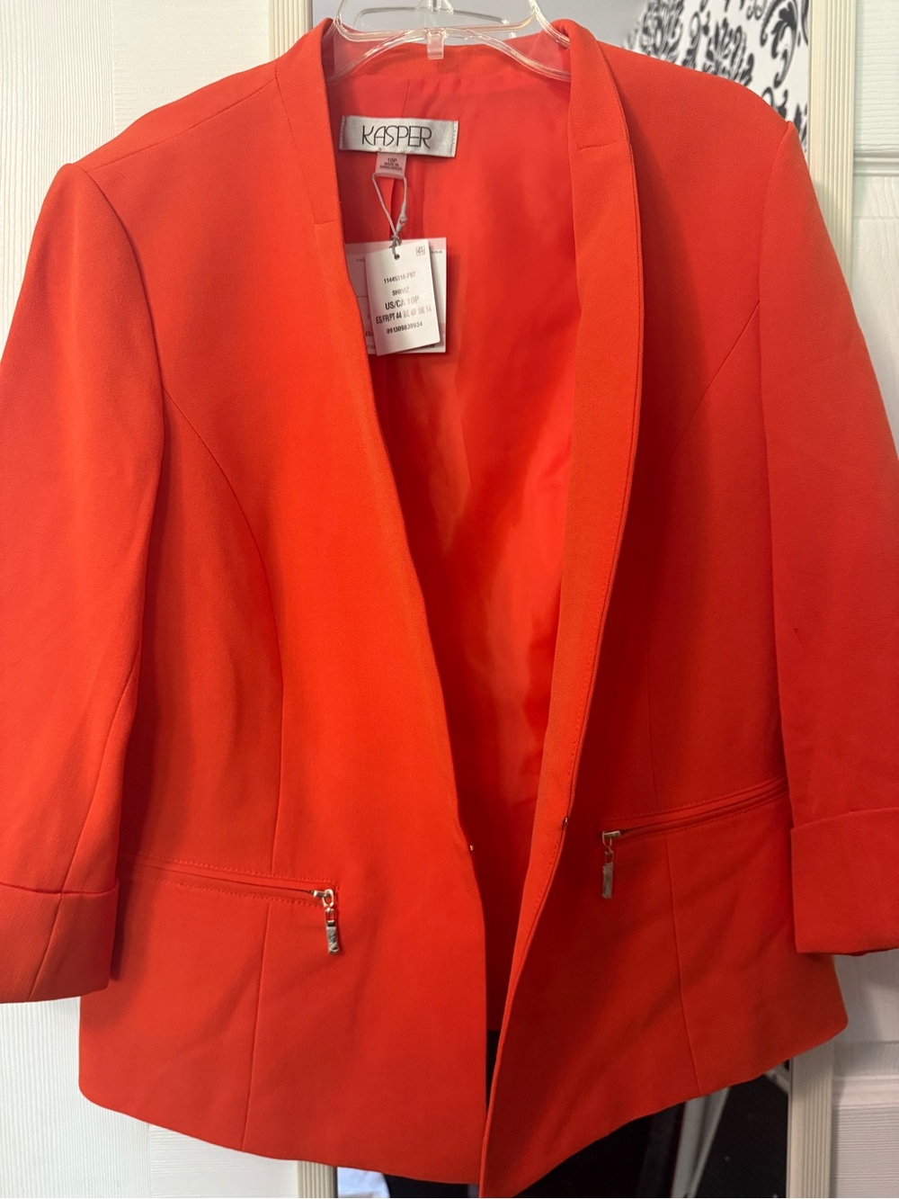 Kasper Women's Bright Orange Open-Front Blazer